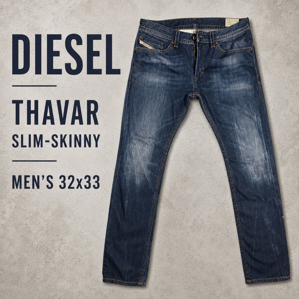 Diesel Thavar Slim-Skinny Jeans Mens 32x32 Dark Wash Distressed Denim 0831Q